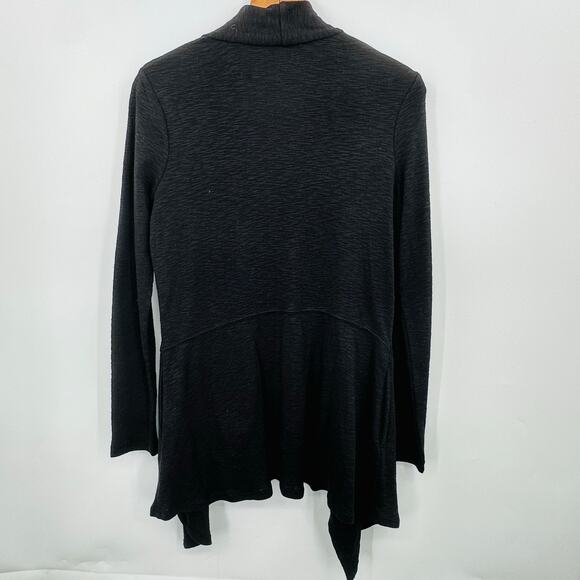 LOGO by Lori Goldstein Lightweight Slub Sharkbite Open Cardigan Black Womens XS - Picture 8 of 9